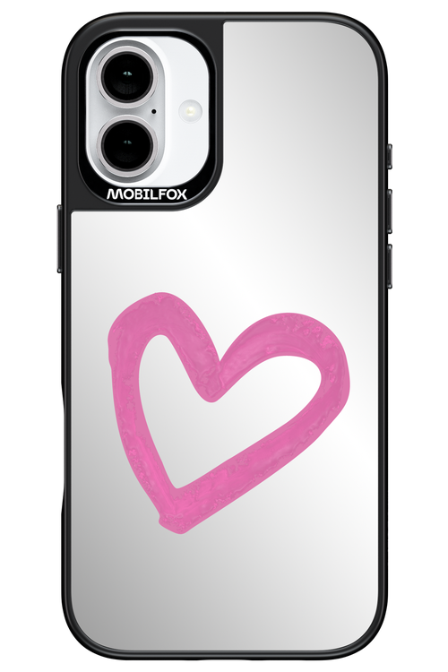 Pink Heart Mirror - Apple iPhone 16 Plus